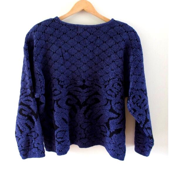 Vintage 80s Grandpa Sweater Womens XXL Blue Chunky Soft Grunge Indie Sleeze - Picture 10 of 11